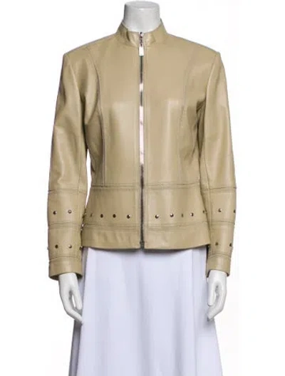 Pre-owned St John Leather Jacket In Neutral
