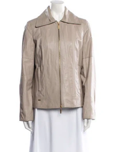 Pre-owned St John Leather Jacket In Neutral