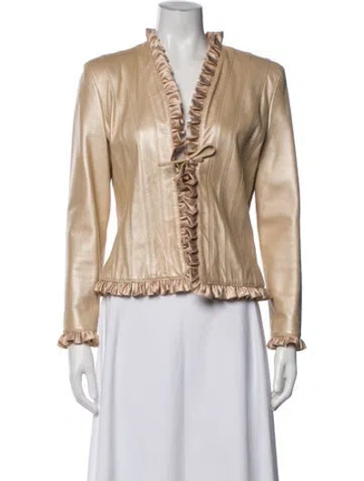 Pre-owned St John Leather Jacket In Neutral