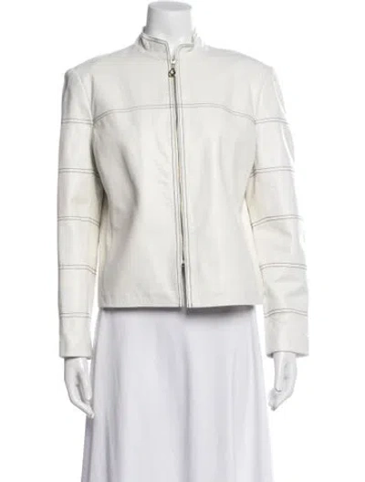 Pre-owned St John Leather Jacket In Neutrals