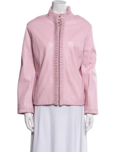 Pre-owned St John Leather Jacket In Pink