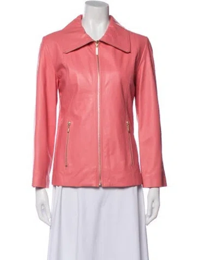 Pre-owned St John Leather Jacket In Pink