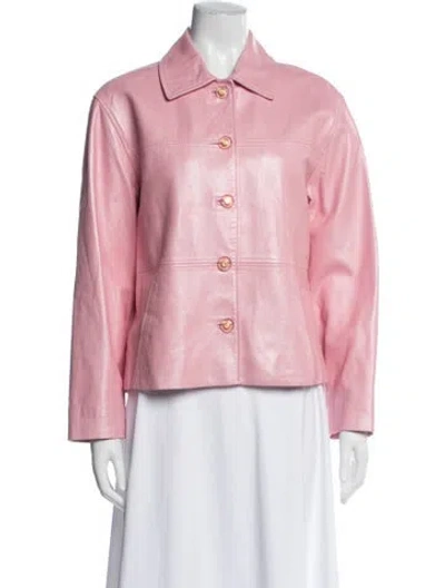 Pre-owned St John Leather Jacket In Pink