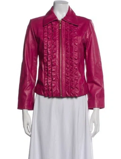 Pre-owned St John Leather Jacket In Pink
