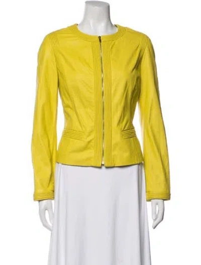 Pre-owned St John Leather Jacket In Yellow