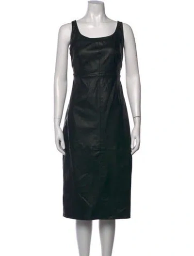 Pre-owned St John Leather Knee-length Dress In Black