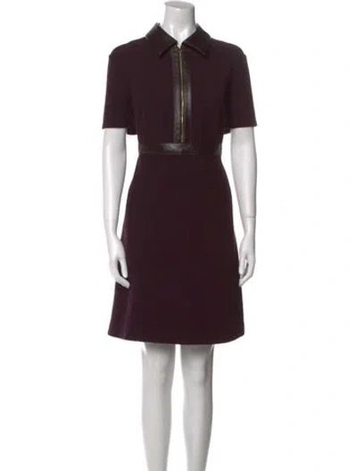 Pre-owned St John Leather Knee-length Dress In Purple