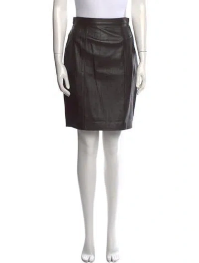 Pre-owned St John Leather Knee-length Skirt In Black