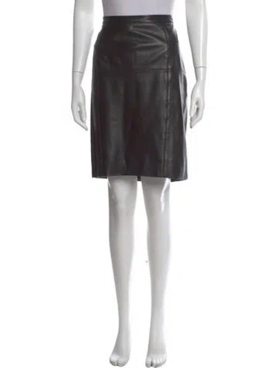 Pre-owned St John Leather Knee-length Skirt In Black