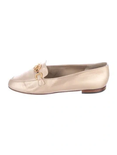 Pre-owned St John Leather Loafers In Neutrals