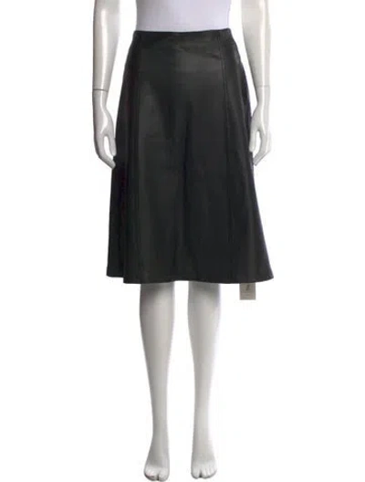 Pre-owned St John Leather Midi Length Skirt In Black
