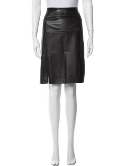 Pre-owned St John Leather Midi Length Skirt In White