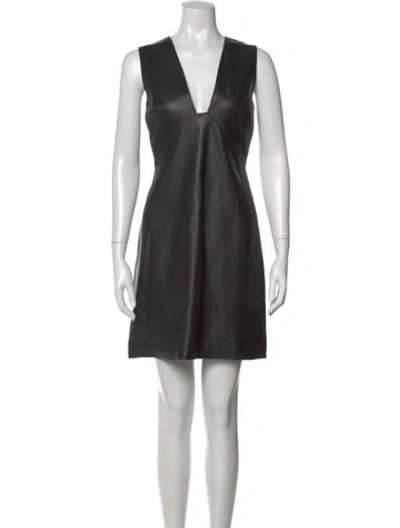 Pre-owned St John Leather Mini Dress In Black