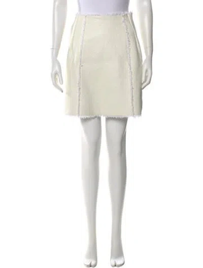 Pre-owned St John Leather Mini Skirt In Neutral