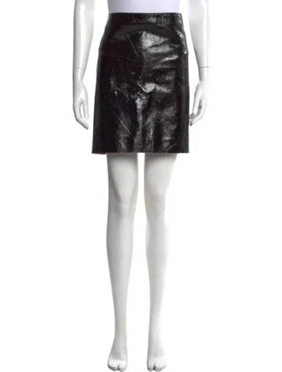 Pre-owned St John Leather Mini Skirt W/ Tags In Black