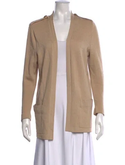 Pre-owned St John Leather Open Front Sweater In Neutrals