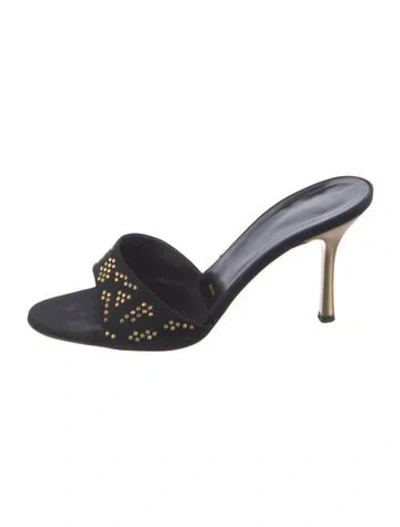 Pre-owned St John Leather Printed Slides In Black