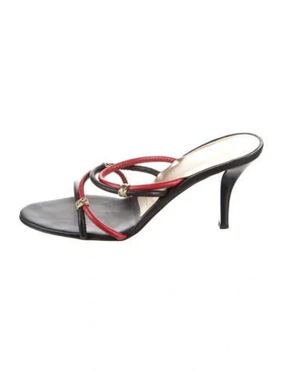 Pre-owned St John Leather Sandals In Black/red