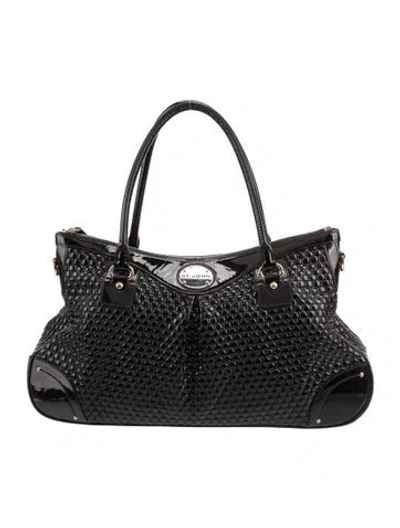 Pre-owned St John Leather Shoulder Bag In Black