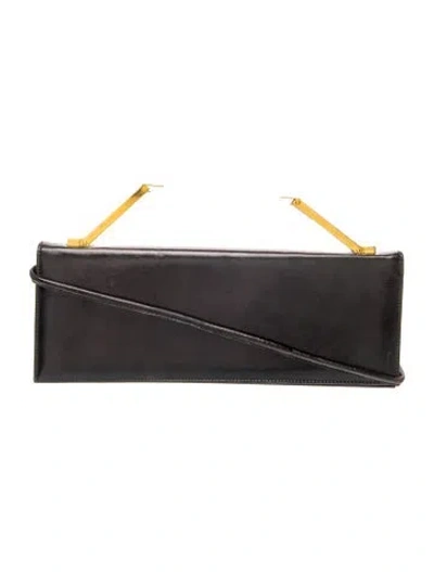 Pre-owned St John Leather Shoulder Bag In Black