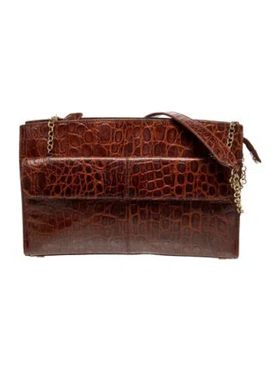 Pre-owned St John Leather Shoulder Bag In Brown