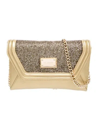 Pre-owned St John Leather Shoulder Bag In Gold/metallic