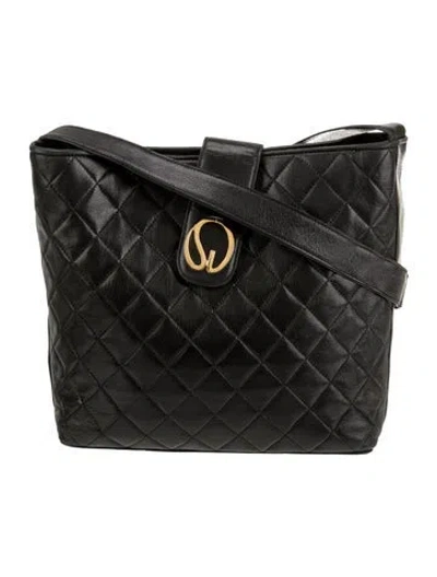 Pre-owned St John Leather Shoulder Bag Vintage In Black