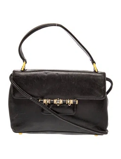 Pre-owned St John Leather Shoulder Bag Vintage In Black