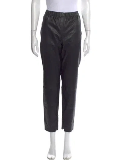Pre-owned St John Leather Skinny Leg Pants In Black