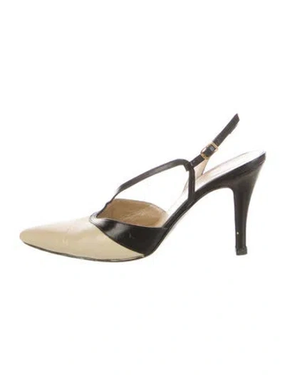Pre-owned St John Leather Slingback Pumps In Black