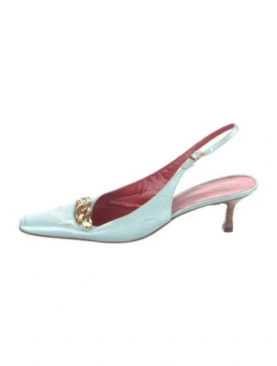 Pre-owned St John Leather Slingback Pumps In Blue