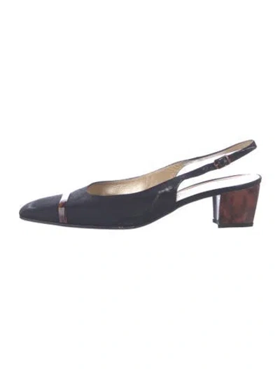 Pre-owned St John Leather Slingback Pumps In Blue