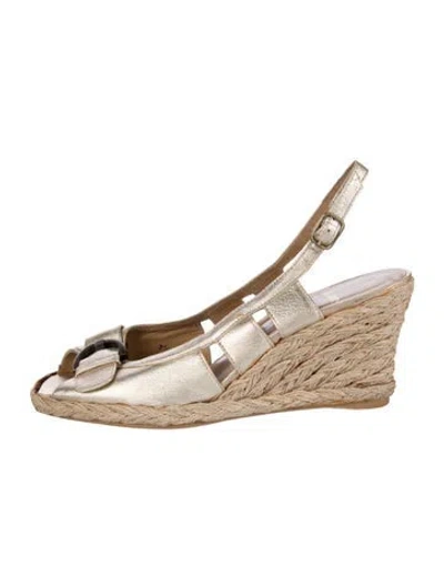 Pre-owned St John Leather Slingback Pumps In Gold