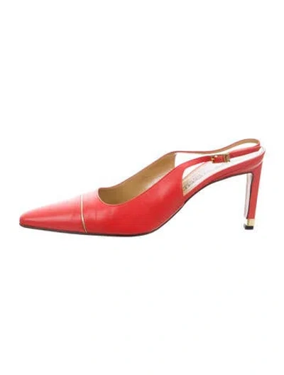 Pre-owned St John Leather Slingback Pumps In Orange
