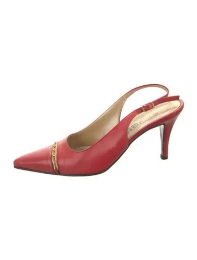Pre-owned St John Leather Slingback Pumps In Red