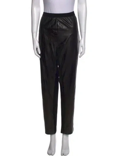Pre-owned St John Leather Straight Leg Pants In Black