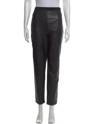 Pre-owned St John Leather Straight Leg Pants In Black