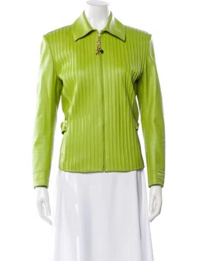 Pre-owned St John Leather Striped Evening Jacket In Multi