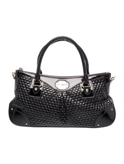 Pre-owned St John Leather Top Handle Bag In Black
