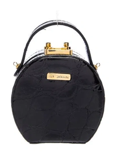 Pre-owned St John Leather Top Handle Bag In Black