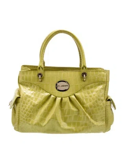 Pre-owned St John Leather Top Handle Bag In Green