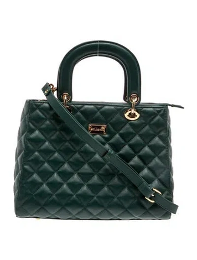 Pre-owned St John Leather Top Handle Bag In Green