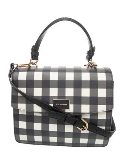 Pre-owned St John Leather Top Handle Bag In Grey