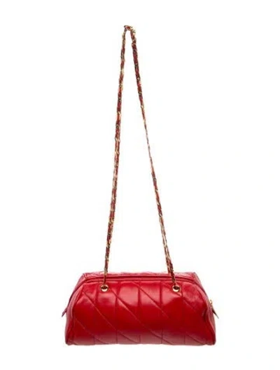 Pre-owned St John Leather Top Handle Bag In Red