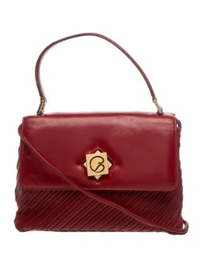 Pre-owned St John Leather Top Handle Bag In Red