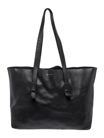 Pre-owned St John Leather Tote In Black