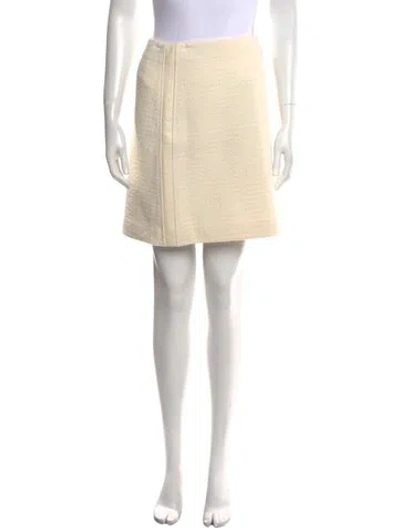 Pre-owned St John Leather Trim Embellishment Mini Skirt W/ Tags In Neutral