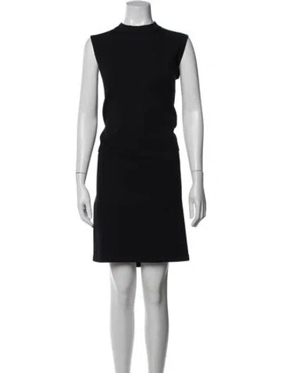 Pre-owned St John Leather Trim Embellishment Skirt Set In Black