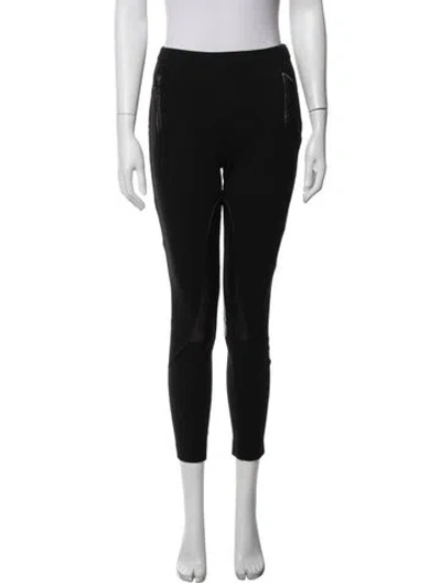Pre-owned St John Leather Trim Embellishment Sweatpants In Black