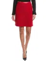 St John St. John Leather-trim Terry Wool-blend Tweed Skirt In Red